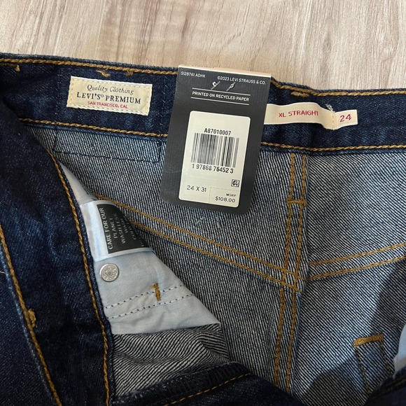 Levi's XL Baggy Straight Women's Jeans Mid Rise Oversized Tie Belt Denim W24 L31 - Picture 9 of 14